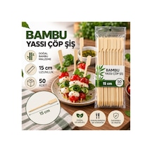 Yassı Çöp Şiş 15 Cm 50 Adet Bambu Şiş - 920924703