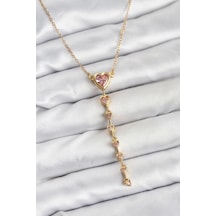 316l Çelik Zincir Gold Renk Pembe Kalp Kadın Kolye Altin 316l Çelik Zincir Gold Renk Pembe Kalp Kadın Kolye Altin
