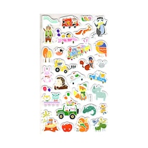 Sticker Eva Kabartmalı Stiker Çıkartma Defter Etiket Xk004 14x24 Cm - Eğlenceli Taşıtlar Hayvan Çok Renkli
