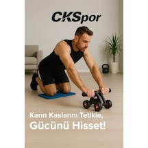 4 Tekerlekli Mekik Aleti Ab Wheel Diz Matı Hediyeli Karın Egzersiz Aleti Cks452