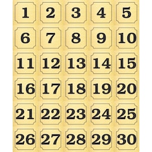 1-30 Kapı, Masa, Dolap Numarası Altın Metal Etiket 7x7 Cm