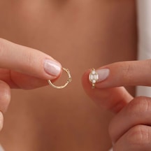 Sembol Gold Altın Baget Küpe 1.3 Cm
