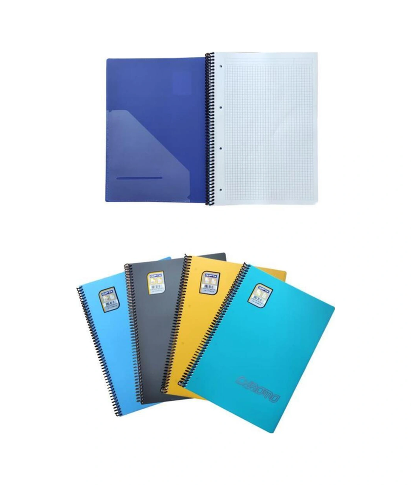 Chromo 100 Yp. A4 Spiralli Pp. Kapak Defter Kareli 4'lü