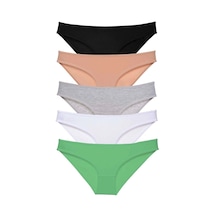 5 Adet Süper Eko Set Likralı Kadın Slip Külot Siyah Ten Gri Beyaz Yeşil
