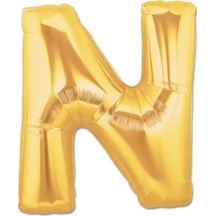 Harf Folyo Balon N Harfi Büyük Boy Balon Altın Sarısı /Dore 100Cm