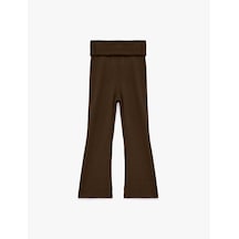 Koton Viskon Karışımlı Slim Fit İspanyol Paça Pantolon Kahverengi 6wkg40225ak Kahve