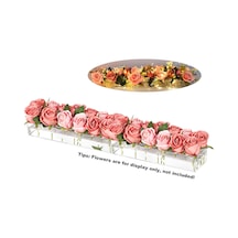 2 Akrilik Vazo Seti Dikdörtgen Şeffaf Çiçek Masa Centerpieces, Dize Işıkları İle Ev Düğün Masa Süslemeleri İçin 14 İnç Uzun Dikdörtgen Akrilik Vazolar Şeffaf
