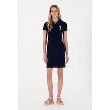 U.S. Polo Assn. Kadın Lacivert Polo Yaka Mini Boy Örme Elbise 50297457-VR033