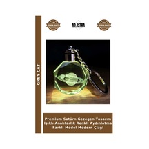 Premium Satürn Gezegen Tasarım Işıklı Anahtarlık Renkli Aydınlatma Farklı Model Modern Çizgi