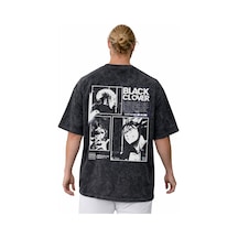 Tasarım Black Clover Anime Sırt Baskılı Unisex Oversize Vintage Y Siyah