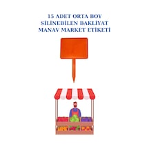 Yaz Sil Orta Boy Sapla Bakliyat Etiketliği 15 Adet Manav Pazarcı Etiketi 001 Turuncu