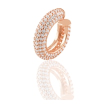 925 Ayar Gümüş Kıkırdak Küpe Rose 5 Sıralı Zirkon Taşlı Kıkırdak Küpe Barcode Gold - Rodyum