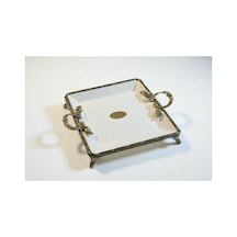 Classy Kare Sunum Tabak Antik 24x30 Gümüş