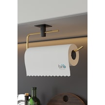 Bino Gold Paslanmaz Dolu Çelik, Kağıt Rulo Havluluk, Peçetelik, Yapışkanlı Tasarım, Banyo Askısı Sarı