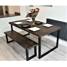 Halevia Metal Ahşap Yemek Masası Ve Bench.