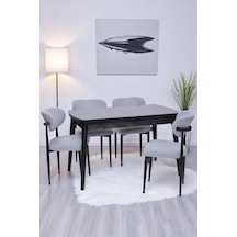 Nehir Polo Lak Panel Açılır Mutfak Masa Takımı 75x130cm Siyah Nehir Polo Lak Panel Açılır Mutfak Masa Takımı 75x130cm Siyah