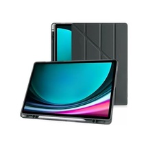 Galaxy Tab S10 Fe / S9 Fe 10.9 İnç Uyumlu Smart Kılıf, S Pen Kalemlikli, Trifold, Esnek, Mat, Darbeye Tam Dayanıklı Tablet Kılıfı Siyah