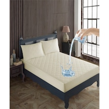 %100 Pamuk Kapitoneli Sıvı Geçirmez Bej Renkli Yatak Alezi Yatak Koruyucu Alez Çarşaf Bej