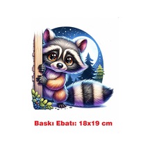 Rakun Ütü İle Yapışan Tekstil Kumaş Tişört Dtf Baskı 3612