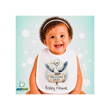 Kişiye Özel Hoşgeldin Keten Bebek Mama Önlüğü Yumuşak - Emici - Yıkanabilir - Özel Tasarım P084 Çok Renkli