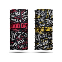 Dair Good Day Desenli 2'li Set Boyunluk Bandana Outdoor Balaklava Yüz Maskesi Kafa Bandı