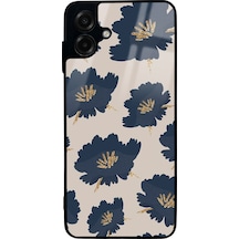 Samsung Uyumlu A07 Blue Flowers Tasarımlı Glossy Telefon Kılıfı Çok Renkli