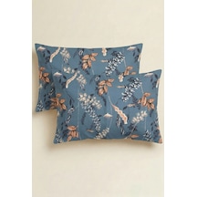 Lily 2'li Ranforce Yastık Kılıfı 50x70 Flaplı Mavi