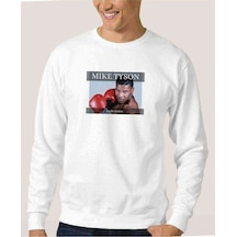 Mike Tyson Tragic Hero By Leslie Baskılı Beyaz Erkek Örme Sweat