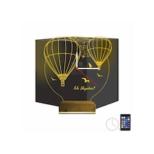 Luvivia Balon Kuş Kişiye Özel Saatli 3d Lamba - Masa Gece Lambası