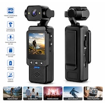 4k Mini Gimbal Kamera 180 Dönebilen Lens 1080p Hd Kayıt Titreşim Önleme Taşınabilir Spor Ve Vlog Kamerası