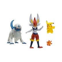 Pokemon Battle Aksiyon Figür Ve Figür 3'lü Set Pikachu & Cinderace & Absol Pokemon