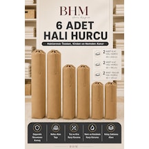 6 Adet Halı Hurcu Seti Büzgülü Halı Saklama Çantası Toz Ve Neme Karşı Koruyucu Bej