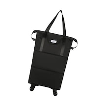 Homyl Katlanabilir Seyahat Çantası Tekerlekli Genişletilebilir El Siyah Çift Genişlet