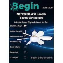 Begin 50w 6 Kanatlı Tavan Vantilatör Led Işıklı Uzaktan Kumandalı
