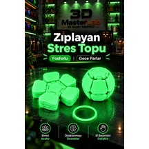 Fosforlu Gece Parlayan Zıplayan Stres Topu Clicker Stres Topu Lastik Mekanizmalı 3d Baskı Mekanik Fidget Oyuncak - Hoplaç - Zıplaç Glow