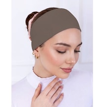 Alivascarf Kaymayan Silikonlu Bandana Bone Siyah - Kadın Tesettür Dikişsiz Kaymaz Geçme - Sportif Saç Bandı Sütlü Kahverengi