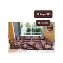 Otantik Şark Köşesi Takımı Bordo Anadolu 18 Parça Kilim Ve Puf Dahil Süngerli Sedir Seti