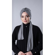 Hürrem Bone Gri Pratik Hazır Geçmeli Tesettür Bone Sandy Kumaş Atkılı 2204 15 Gri