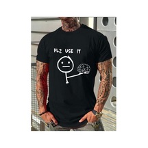 Medinenur Plz Use It Detaylı Basic T-shirt Siyah