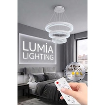 LumiaLighting Vera Model Beyaz Kumandalı 3 Renk Modu Ledli Modern Salon Mutfak Çocuk Yatak Odası Led Avize