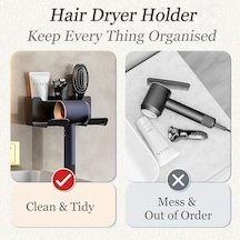 Saç Kurutma Makinesi Askısı, 2&apos Li Set Premium Duvara Monte Stand, Saç Kurutma Makinesi Ve Şekillendirici Aletler İçin, Kaymaz Ve Çizilmeyen Yüzey, Banyo Ve Kuaför Salonları İçin Pratik Çözüm