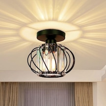 Neevoyu Kara Metal Ve Kristal Yüzeyli Modern Antik Tavan Lambası - Yarı Gömülü, 60w Maksimum, E26/e27 Uyumlu, Zirve Dekorasyon Için Siyah