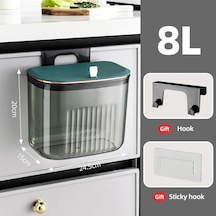 Yeşil 8/11l Banyo Çöp Tenekesi Duvara Monte Asılı Çöp Kutusu Kapaklı Çöp Kutusu Mutfak Banyo İçin Su Geçirmez Dar Çöp Kutusu Yeşil