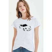 Porsche Baskılı Beyaz Kadın Tshirt (534306803)
