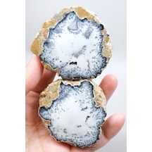 Dendritik Simya: Merlinit Dendritik Opal - Cilalı Çift