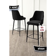 Canisa Enox Serisi, 1 Adet Siyah Sandalye Mutfak Bar Sandalyesi, Babyface Kumaş, Siyah Metal Ayak , Sandalye Siyah Ayaklar Siyah
