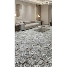 Nesrin Jel Taban Kaymaz Modern Gri Kahverengi Desenli Güzel Salon Kesme Hali Yolluk