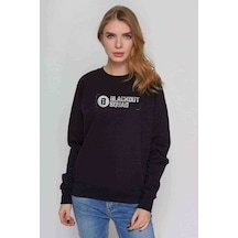 Black Squad Baskılı Siyah Kadın Sweatshirt (528302804)