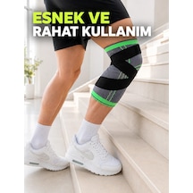 Ayarlanabilir Çapraz Bantlı Sporcu Dizliği Örme Esnek Diz Destekleyici Yeşil