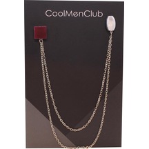 Coolmenclub Jade Doğal Taş Ceket Yaka İğnesi Silver Gümüş